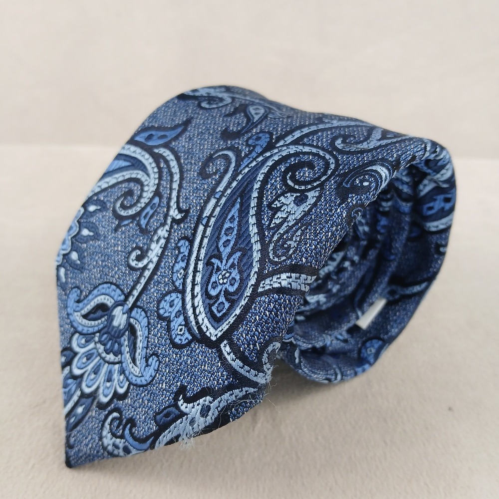 Perry Ellis Portfolio 3.25x60‎ Mens Tie Silk Jacquard Blue Paisley